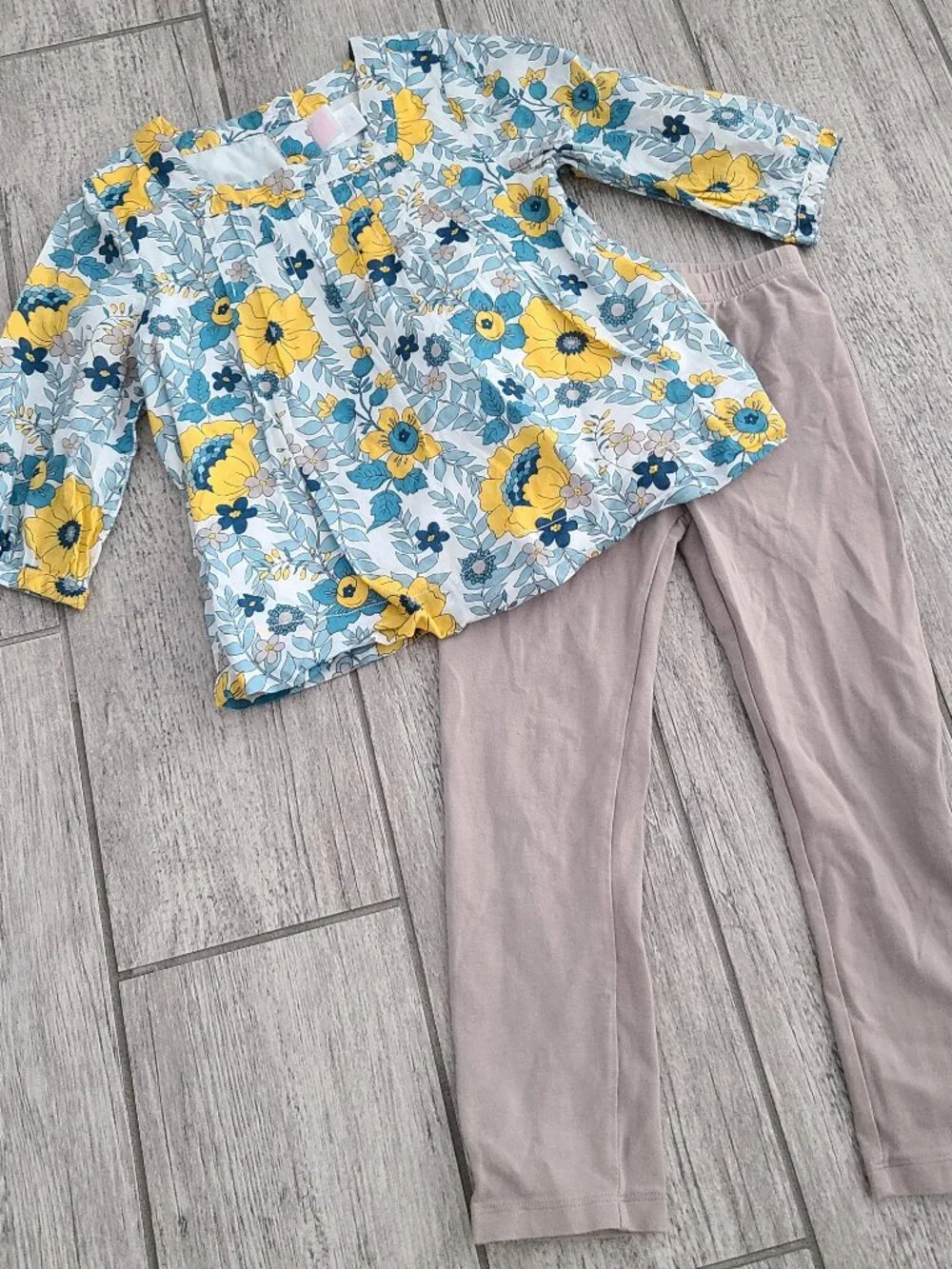 Janie and Jack Girls Fall Floral Tunic Top & Leggings Set Blue Yellow Girls 4T